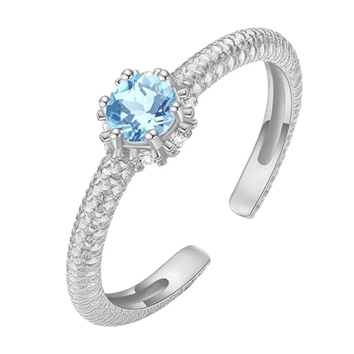 925 Sterling Silber Rund Halo Solitär Verlobungsring Für Frauen Facettenschliff Naturedelstein Ring Zirkonia Strukturband Cocktail Ehering Topas von Generisch