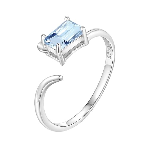 925 Sterling Silber Smaragdschliff Ring Für Frauen Löffel Offene Ringe Natürlicher Edelstein Stapelring Wickelband Verlobungsversprechen Ehering Geschenk Mit Box Topas von Generisch