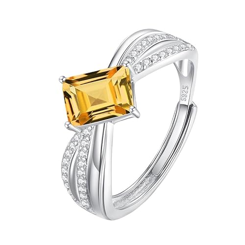 925 Sterling Silber Solitär Halo Verlobungsring Für Frauen Crossover Infinity Ring Edelstein Jahrestag Ehering Für Ehefrau Freundin Geschenk Citrin von Generisch