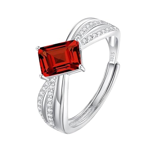 925 Sterling Silber Solitär Halo Verlobungsring Für Frauen Crossover Infinity Ring Edelstein Jahrestag Ehering Für Ehefrau Freundin Geschenk Rubin von Generisch