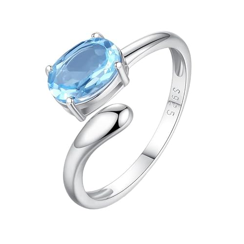 925 Sterling Silber Topas Für Frauen Offene Löffelringe Natürlicher Edelstein Stapelring Verlobungsversprechen Ehering Schmuckgeschenk Mit Box Topas von Generisch