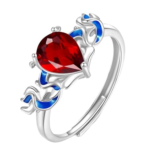 925 Sterling Silber Tropfen Halo Solitär Verlobungsring Für Frauen Birnenschliff Natürlicher Edelstein Verstellbarer Ring Twist Emaille Band Cocktail Hochzeitsversprechen Band Rubin von Generisch