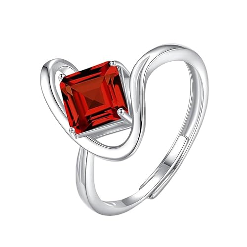 925 Sterling Silber Twist Infinity Ring Für Frauen Natürlicher Edelsteinring Quadratisch Geschliffener Kristallring Schlichter Cocktail Verlobungsversprechen Ehering Für Sie Rubin von Generisch