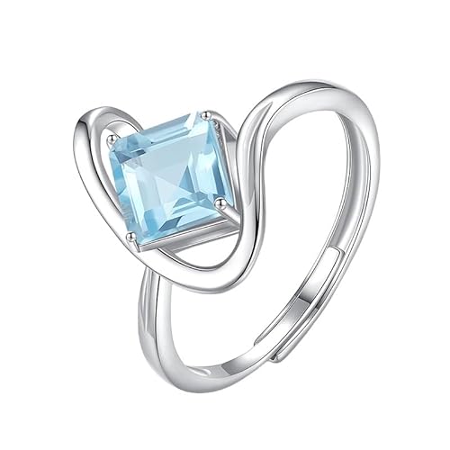 925 Sterling Silber Twist Infinity Ring Für Frauen Natürlicher Edelsteinring Quadratisch Geschliffener Kristallring Schlichter Cocktail Verlobungsversprechen Ehering Für Sie Topas von Generisch