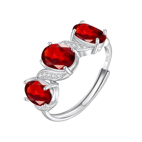 925 Sterling Silber Twist Ring Für Damen 3-Stein Oval Form Geburtsstein Edelstein Ring Verstellbar Zirkonia Versprechen Ehering Mit Geschenkbox Rubin von Generisch