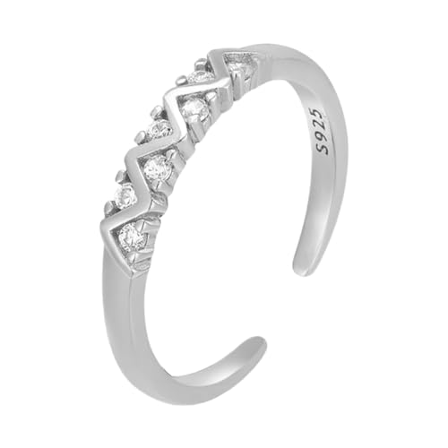 925 Sterling Silber Zirkonia Kristall Ring Für Frauen Einfache Linien Ring Silber Verlobungsversprechen Daumen Band Stapelbar Band Für Frauen Schmuck Geschenke von Generisch