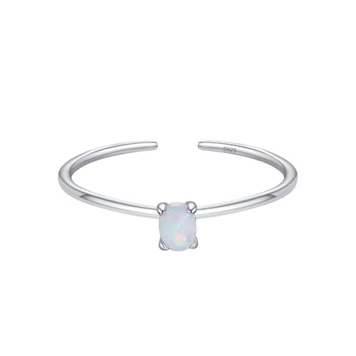 925Er Silberringe Mit Geburtssteinen Für Frauen Und Mädchen, Zierlicher, Stapelbarer Ring, Natürlicher Edelsteinschliff, Versprechen, Verlobung, Ehering, Verstellbarer Offener Ring Für Frauen, S von Generisch