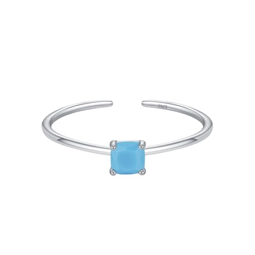 925Er Silberringe Mit Geburtssteinen Für Frauen Und Mädchen, Zierlicher, Stapelbarer Ring, Natürlicher Edelsteinschliff, Versprechen, Verlobung, Ehering, Verstellbarer Offener Ring Für Frauen, S von Generisch