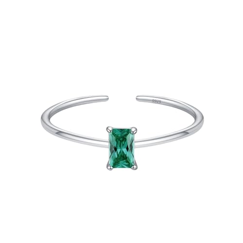 925Er Silberringe Mit Geburtssteinen Für Frauen Und Mädchen, Zierlicher, Stapelbarer Ring Mit Natürlichem Edelsteinschliff, Versprechen, Verlobung, Ehering, Verstellbarer Offener Ring Für Frauen von Generisch