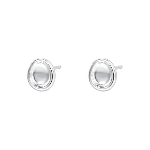 999 Pure Silver Oval Bean Ohrstecker für Frauen - Minimalistisches geometrisches Design (versilbert) von Generisch