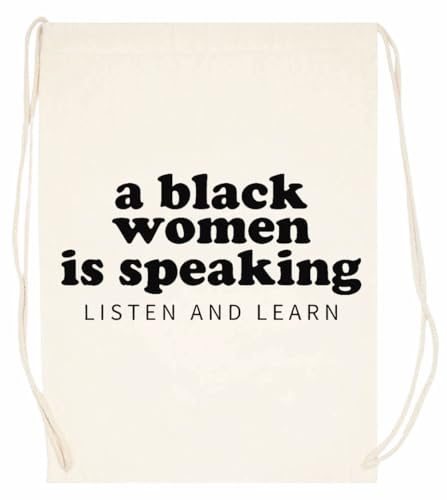 A Black Woman is Speaking Unisex Beige Sporttasche String Sack von Generisch