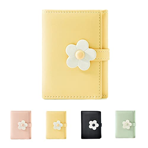 A Cute Woman's Wallet - Yellow Printed PU Leather Small Wallet and Cash Pocket, Card Case with ID Window von Generisch