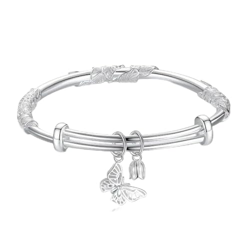 A Popular And Adjustable Silver Bracelet With An Elegant Pattern Made Of S925 Material Perfect As A Birthday Or Any Freundschaftsarmband Für 2 Mädchen (Silver, One Size) von Generisch