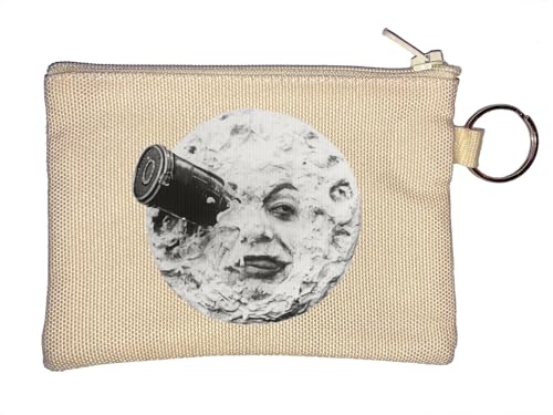 A Trip to The Moon Man in The Moon Space Rocket Schlüsselanhänger Münzbörse Beige von Generisch