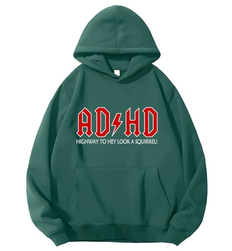 ADHD Highway To Hey Look A Squirrel Hoodie ADHS Highway To Hey Look A Squirrel Sweatshirt Lustig ADHS Hoodie, grün, XL von Generisch