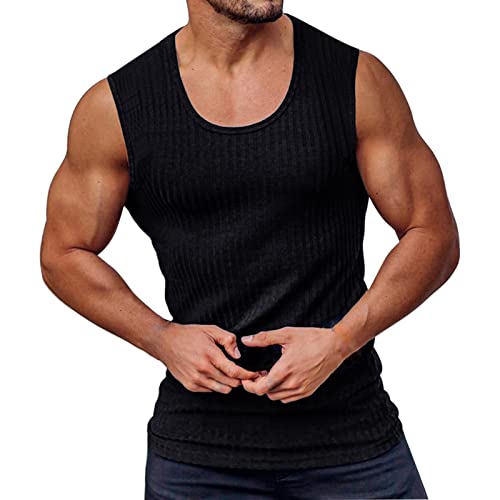 Ärmellose T-Shirts Herren, Fitness Baumwolle 3XL Axelshirt Achselshirts Slim Fit Schnell Trocknende Sommer Muskelshirts Funktionsshirt Sport Wandern Atmungsaktiv Große Größen Unterhemd Tank Top von Generisch