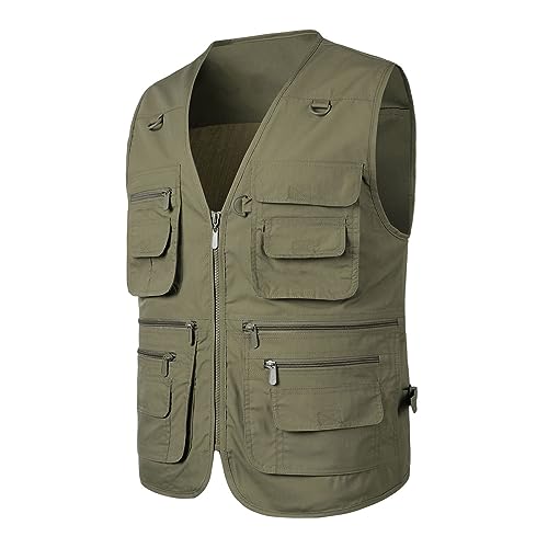 Ärmellose Weste Herren Sommer, Arbeitsweste Herren Sommer Dünn Anglerweste Bequeme Vest Einfarbig Herren-Weste Modischer Outdoor-Weste Minimalist Freizeitweste Klassische Übergangswesten Lose von Generisch