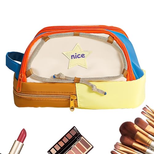 Ästhetisches Federmäppchen, großes Fassungsvermögen, Sternmuster, stabiler Reißverschluss, Kosmetik-Organizer, Make-up-Tasche für Teenager, Mädchen, Schule, Reisen und den täglichen Gebrauch, 23 x 12 von Generisch
