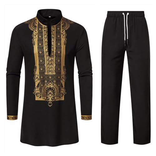 Abaya Herren Zweiteiliges mit Taschen Top + Hose Islamische Gebetskleidung Langarm Ramadan Kleidung Heißprägen Druck Arabische Abaya Lang für Männer Muslim Gebet Eid Kleidung Kaftan Outfit Abaya Herren Zweiteiliges mit Taschen Top + Hose Islamische Gebetskleidung Langarm Ramadan Kleidung Heißprägen Druck Arabische Abaya Lang für Männer Muslim Gebet Eid Kleidung Kaftan Outfit von Generisch
