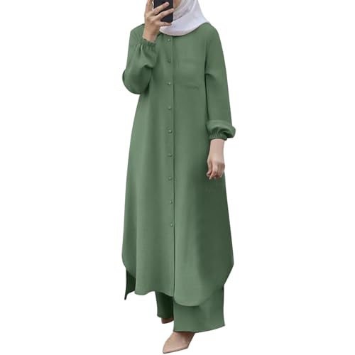 Abaya Muslim Kleider Damen Muslimische Kleider für Damen 2 Teiler Ramadan Ganzkörper Lange Gebetskleid Türkisches Gebetskleidung mit Hijab Muslimkleid Robe Langarm Kaftan Damen Kleid Muslim von Generisch