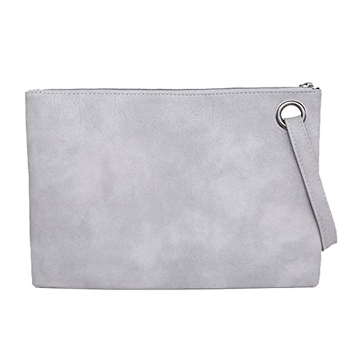 Abendessen, modische Damentasche, Leder, Umschlagtasche, Clutch, einfarbig, große Tragetasche für Damen, grau, Einheitsgröße von Generisch