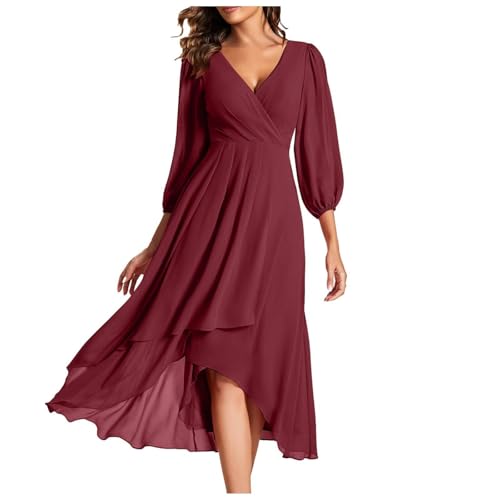 Abendkleid Damen Lang Ballkleider Damen Lang Partykleid Tüllkleider Hochzeitsgäste Chiffonkleid Maxikleid Abiballkleider Übergröße Satin Glitzer Festliche Ballkleider Ropa 2#vino S von Generisch