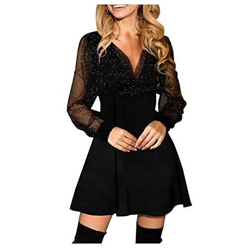 Abendkleid Damen Langarm Kurz Silvester Kleid Damen Glitzer Sexy Glitzerkleid Damen Partykleid Festliche Abendkleider Elegant Für Hochzeit Cocktailkleid Spitze Patchwork Silvesterkleid Curvy Abendkleid Damen Langarm Kurz Silvester Kleid Damen Glitzer Sexy Glitzerkleid Damen Partykleid Festliche Abendkleider Elegant Für Hochzeit Cocktailkleid Spitze Patchwork Silvesterkleid Curvy von Generisch