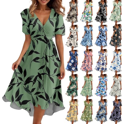 Abendkleider Damen Lang Cocktailkleid - Blumenkleid Große Größen Elegant Kleid Knielang Tunika Bindegürtel Hohe Taille Kleider Sommerkleid Kurzarm V-Ausschnitt Summer Dress For Women Freizeitkleid Abendkleider Damen Lang Cocktailkleid - Blumenkleid Große Größen Elegant Kleid Knielang Tunika Bindegürtel Hohe Taille Kleider Sommerkleid Kurzarm V-Ausschnitt Summer Dress For Women Freizeitkleid von Generisch