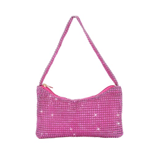 Abendtasche für Damen, klein, glitzernd, elegant, glitzernd, Handtasche, Hochzeit, Geldbörse, Unterarm, Schultertasche, Bankett, Tasche für Hochzeit, Cocktailparty, rosarot, Einheitsgröße von Generisch