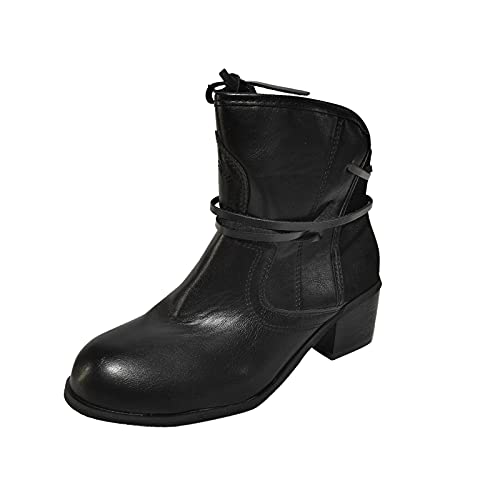 Absatz Spitze Runde Damenstiefel Up Winter Toe Kariert Mode Damenstiefel Monatliche Zahlungen Stiefel Frauen, Schwarz , 38.5 EU von Generisch