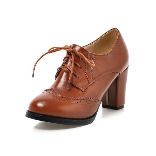 Absatzschuhe Damen, Pumps Damen Blockabsatz Dirndlschuhe Elegant High Heel Oktoberfest Hochzeit Mary Jane Schuhe Tanzschuhe Mit Quadratische Zehenpartie Chunky Halbschuhe Vintage Ballerinas Gelb 37 von Generisch