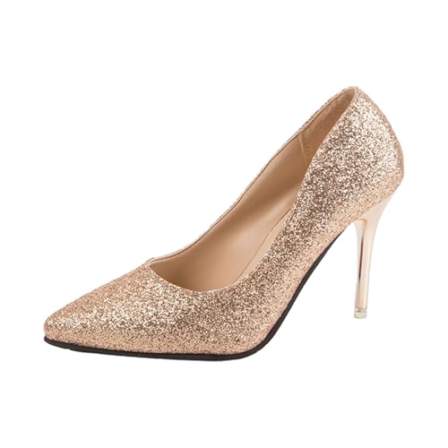 Absatzschuhe Damen High Heels Pumps Hochzeitsschuhe Glitzer Abendschuhe Party Kleid Schuhe Damenschuhe Elegant Und Bequem Spitzenschuhe Stöckelschuhe Trachtenschuhe Stiletto Schuhe Gr.35-40 von Generisch