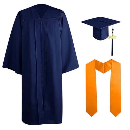 Abschluss Talar Mit Hut 2025 Graduation Robe Set Doktorhut Herren Damen Absolventen Schärpe Quaste Für Hochschule Bachelor Master Akademischer von Generic