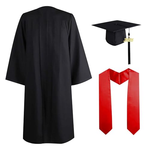 Abschluss Talar Mit Hut 2025 Graduation Robe Set Doktorhut Herren Damen Absolventen Schärpe Quaste Für Hochschule Bachelor Master Akademischer von Generic