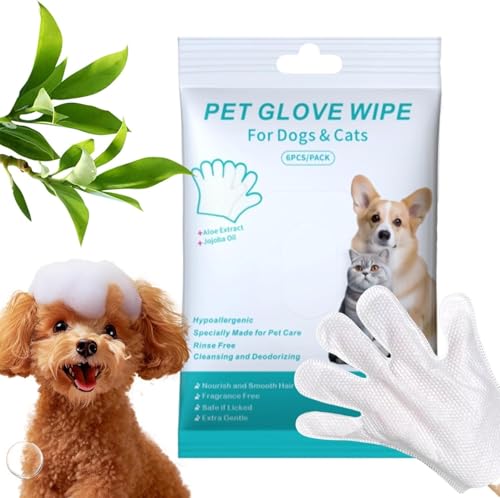 AbspüLfreie Hundeshampoo-Handschuhe – Hypoallergene BadetüCher FüR Haustiere, Feuchtigkeitsspendender Handschuh Zur KöRperreinigung Von Haustieren, HäLt Das Fell Weich Und KäMmbar,1pcs von Generisch