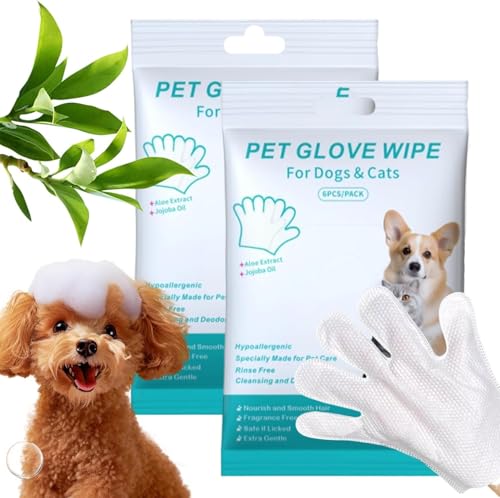 AbspüLfreie Hundeshampoo-Handschuhe – Hypoallergene BadetüCher FüR Haustiere, Feuchtigkeitsspendender Handschuh Zur KöRperreinigung Von Haustieren, HäLt Das Fell Weich Und KäMmbar,2pcs von Generisch