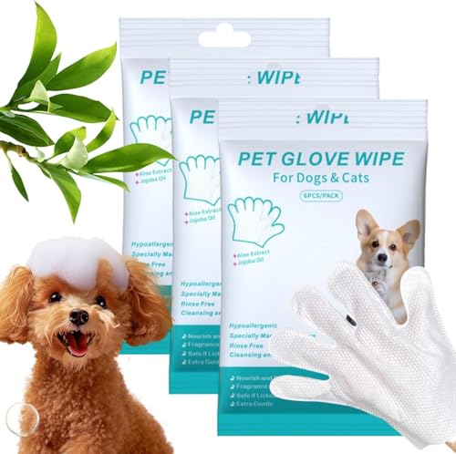 AbspüLfreie Hundeshampoo-Handschuhe – Hypoallergene BadetüCher FüR Haustiere, Feuchtigkeitsspendender Handschuh Zur KöRperreinigung Von Haustieren, HäLt Das Fell Weich Und KäMmbar,3pcs von Generisch
