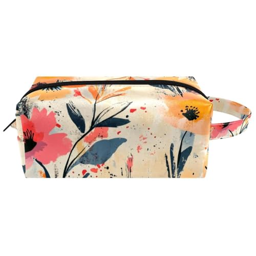 Abstrakte Tierhaut in Rosa, Braun, Schwarz und Weiß, hängende Make-up-Tasche, wasserabweisend, Leder, Kulturbeutel, Reisetasche mit Griff, tragbare Kosmetiktasche für Damen, Herren, Mädchen, von Generisch