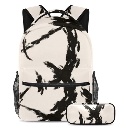 Abstraktes Mosaik-Schultaschen-Set für Jungen, Mädchen, Teenager, Rucksack mit Federmäppchen, Reisebuchtasche für Studenten, 2-teilig, Mehrfarbig Nr. 04, B：29.4x20x40cm P：19x7.5x3.8cm, Tagesrucksäcke von Generisch