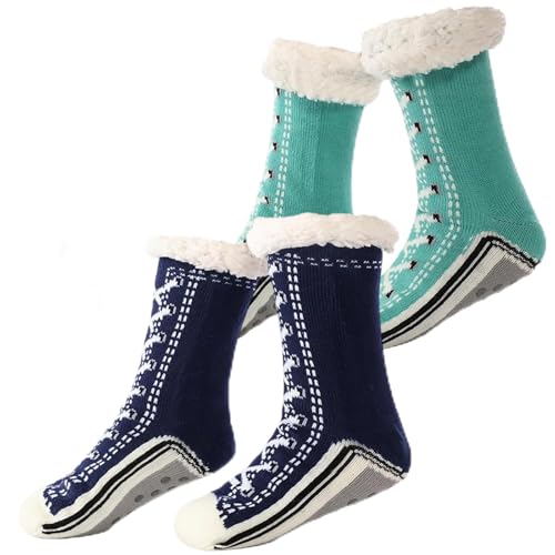 Accordinglye Ultradicke Kaschmir Slipper Home Socken Rutschfeste Flauschige Warme Haussocken für Frauen Warmer Plüsch Komfort, 2 Stück E, Einheitsgröße von Generisch