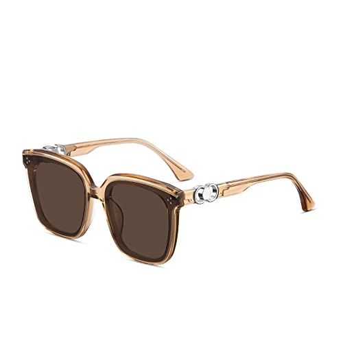 Acetat-Sonnenbrille für Damen, Nylon-Gläser, Rahmen, Khaki-Braun, Einheitsgröße Acetat-Sonnenbrille für Damen, Nylon-Gläser, Rahmen, Khaki-Braun, Einheitsgröße von Generisch