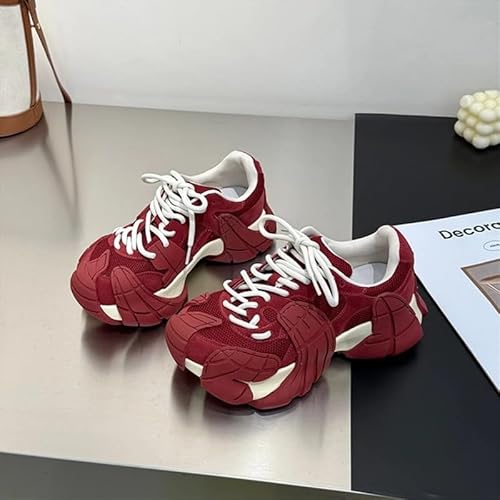 Achtklauen Fisch Dicke Sohle Daddy Schuhe Padded Netz atmungsaktive Freizeitschuhe (Rot,39) von Generisch
