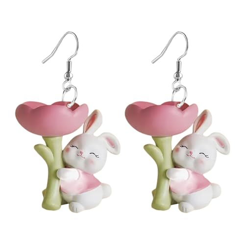 Acryl-Ostereier-Hasen-Ohrringe, baumelnder Hasen-Schmuck, niedlicher Anhänger für Frauen, Acryl-Ohrringe, Einheitsgröße, Acryl, Kein Edelstein von Generisch