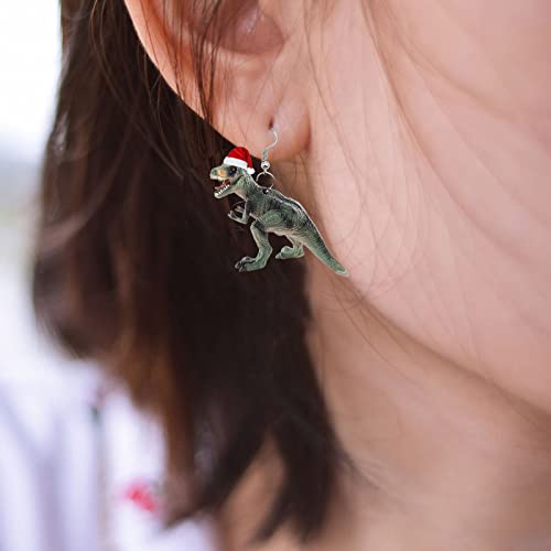 Acryl Weihnachten Dinosaurier Ohrringe Weibliche Nette Cartoon Puppe Anhänger Ohrringe Schneemann Baumeln (C, 5) von Generisch