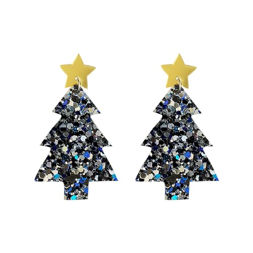Acryl Weihnachten große funkelnde Ohrhänger in Farben für festliche Atmosphäre, Party-Statement-Ohrringe Weihnachten Ohrringe für Frauen (C, One Size) von Generisch