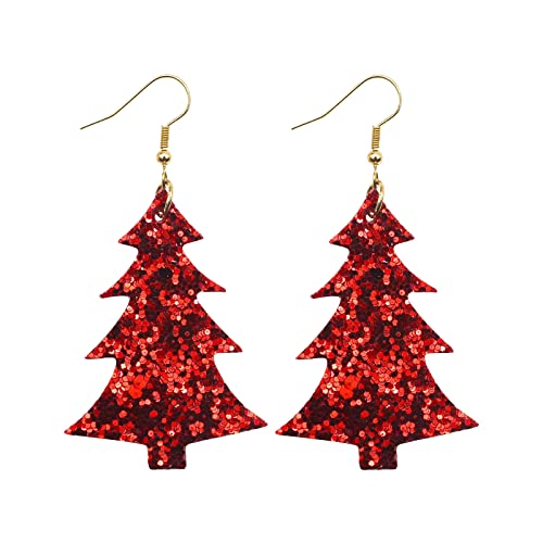 Acryl Weihnachts Ohrringe mit Glitzer Herz Ohrring-Charme Eardrop-Schmucksache-neues Jahr-Geschenk Mädchen Schmuck Geschenke (Red, One Size) von Generisch