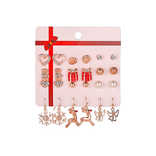 Acryl Weihnachtsbaum Baumeln Schmuck Jahr Weihnachtsgeschenke Ohrringe 12 Stück Weihnachtsohrringe Huggie Ohrringe für Frauen (C, One Size) von Generisch