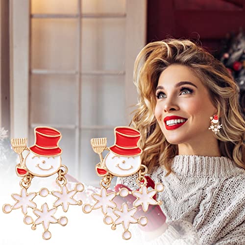 Acryl süße Weihnachten Gebrauchsschmuck paar Mädchen Frauen 1 baumige Schneemann-Legierung langlebiger Tropfen Weihnachten Happy Ohrringe Geschenke für Frauen Mädchen (Multicolor, One Size) von Generisch