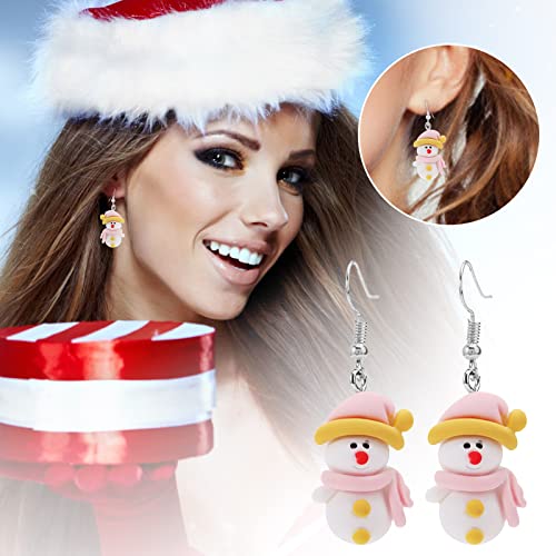 Acryl süße Weihnachten Harz Schneemann Ohrringe Nette Schneemann Ohrringe Kreatives Santa Rentier Pom (White, One Size) von Generisch