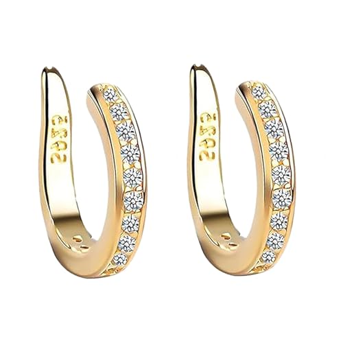 Adjustable Ear Clips, Thin Chunky Pierceless Ears Cuff Wrap Earrings for Women Men, Sparkling Cubic Zirconia Fake Earrings, Ear Clips Expand Fit (Gold*2) von Generisch